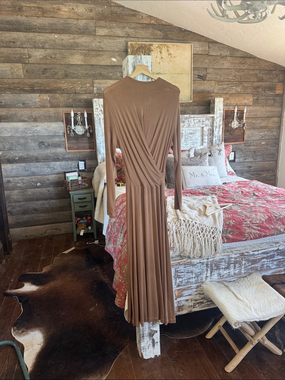 Vince Brown Long Sleeve Midi Dress